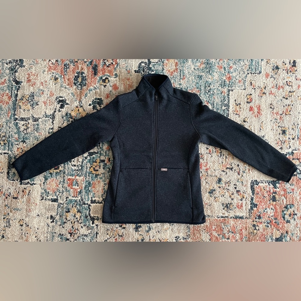 Figs on shift sweater jacket-size Small, color Dark Harbour